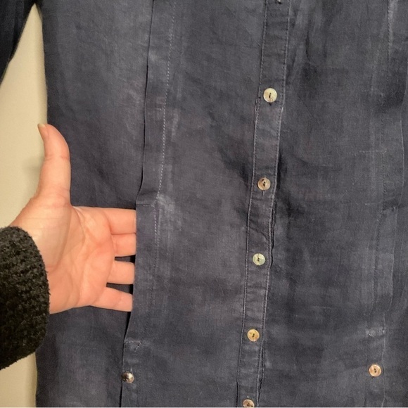 Monoreno Lagenlook Boho 100% Linen Shirt Dress Medium - Picture 5 of 15